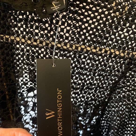 NWT Long sleeve black crocheted top Small - Picture 3 of 4